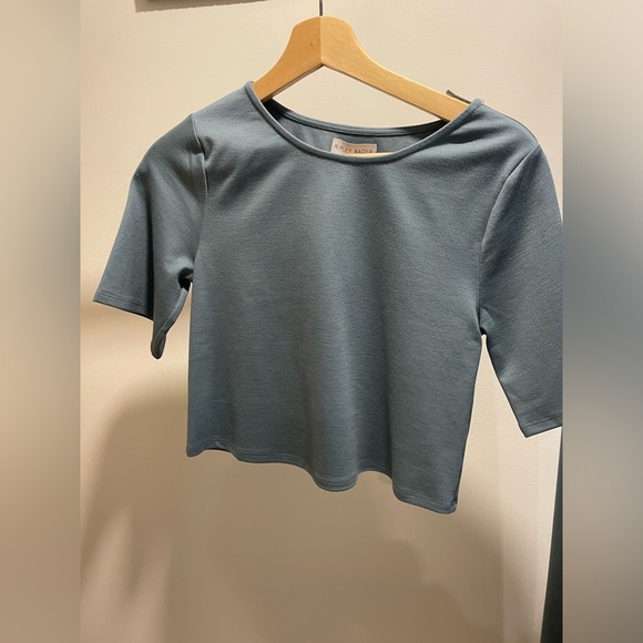 RIPLEY RADAR PONTE KNIT SHORT SLEEVE TOP SEA BLUE - Picture 3 of 5